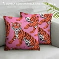 thumbnail image 3 of JEUXUS  Pink Tigers Pillow Covers Decorative Throw Pillowcase Square Couch Cushion Cover for Home Decor Sofa Living Room Bed Car Sofa, 3 of 5