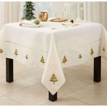

Saro Lifestyle 5117.N70S 70 x 70 in. Embroidered Christmas Tree Tablecloth Natural