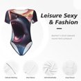 thumbnail image 6 of Uemuo Dramatic Shark Attack Pattern Women's One Piece Short Sleeve Swimsuit Rash Guard Surfing Modest Quick-drying Swimsuit Beach Essentials-X-Large, 6 of 9