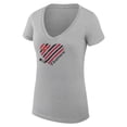 thumbnail image 2 of Women's G-III 4Her by Carl Banks Heather Gray Calgary Flames Heart V-Neck Fitted T-Shirt, 2 of 3