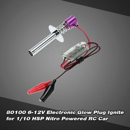 80100 6-12V Electronic Glow Plug Igniter with Alligator Clip for 1/10 HSP Nitro Powered RC (Best Glow Plug Igniter)