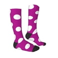 thumbnail image 3 of Picia Women Crew Soft Moisture-wicking Socks Purlpe And White Polka Dot Pattern Design Cotton Socks, One Size fit All, 3 of 9