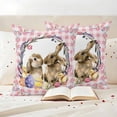 thumbnail image 3 of Easter Bunny Outdoor Waterproof Pillow Covers, Spring Easter Eggs Chick Floral Pink Check Decorative Square Throw Pillowcase Sofa Cushion Sham for Patio/Couch/Chair, 18"x18" 2 Pack, 3 of 8