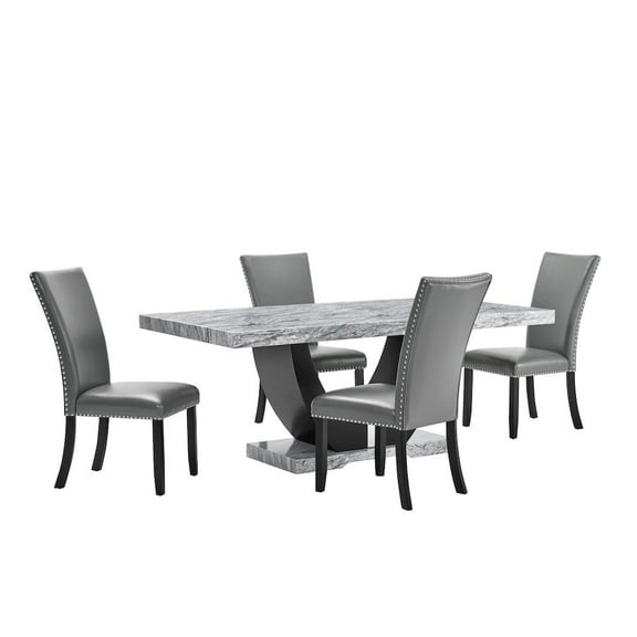 New Classic Furniture Lyra 5-Piece Wood Dining Table Set in Gray