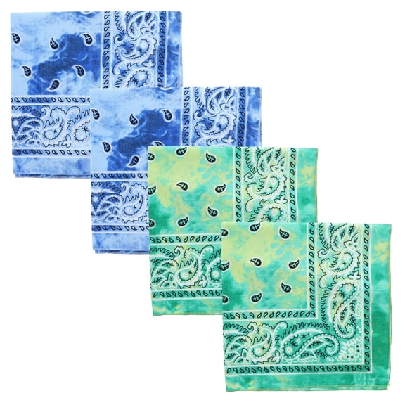 Motique Accessories Tie Dye Paisley Bandana - Set of 4