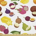 thumbnail image 1 of Fruit Fabric by the Yard, Colorful Illustration of Exotic Healthy Foods Organic Elements on a Plain Background, Upholstery Fabric for Dining Chairs Home Decor Accents, Multicolor by Ambesonne, 1 of 5