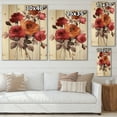 thumbnail image 4 of Designart 'Vintage Red and Orange Roses' Traditional Print on Natural Pine Wood, 4 of 5
