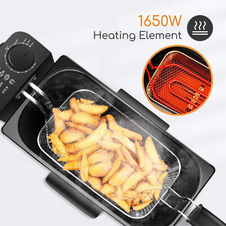 Deep Fryer with Basket, 3L/3.2Qt Stainless Steel Electric Deep Fat
