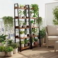 thumbnail image 3 of Fubnar Furniture Shelves With Drawer, Rustic 5 Tiers Leaning Bookcase Bookshelf, 3 of 7