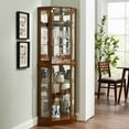 thumbnail image 4 of Traditional and Transitional Interior Home Styles 6 Shelf Corner Curio Display Cabinet with Lights, Mirrors and Adjustable Shelves, 72"H x 26"W x 19.5"D (E26 light bulb not included), 4 of 9
