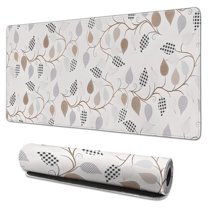 Long Mouse Pads for Desk,White Cartoon Leaf and Vine Pattern Desk Mats on Top Of Desks, Desk Mouse Pad Extra Large with 3mm Non-Slip Base and Stitched Edge for Gaming,Office,Work,Home 31.5"x15.7"