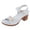 Grey, variant on Women's Chunky Block Heeled Sandals Wide Widths Adjustable Ankle Strap Slip on Slides Leather Open Toe Summer Shoes Pink 9