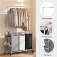 thumbnail image 3 of Yucurem Rolling Laundry Basket with Hanging Bar, 150L 3-Section Heavy-Duty Laundry Hamper Cart, with Lockable Wheels & Removable Bags, 3 of 9