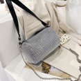 thumbnail image 2 of Bolsa Mini de hombro para axilas con cadena de lentejuelas de color puro para mujer informal (plata) Likrtyny Para Estrenar, 2 of 8
