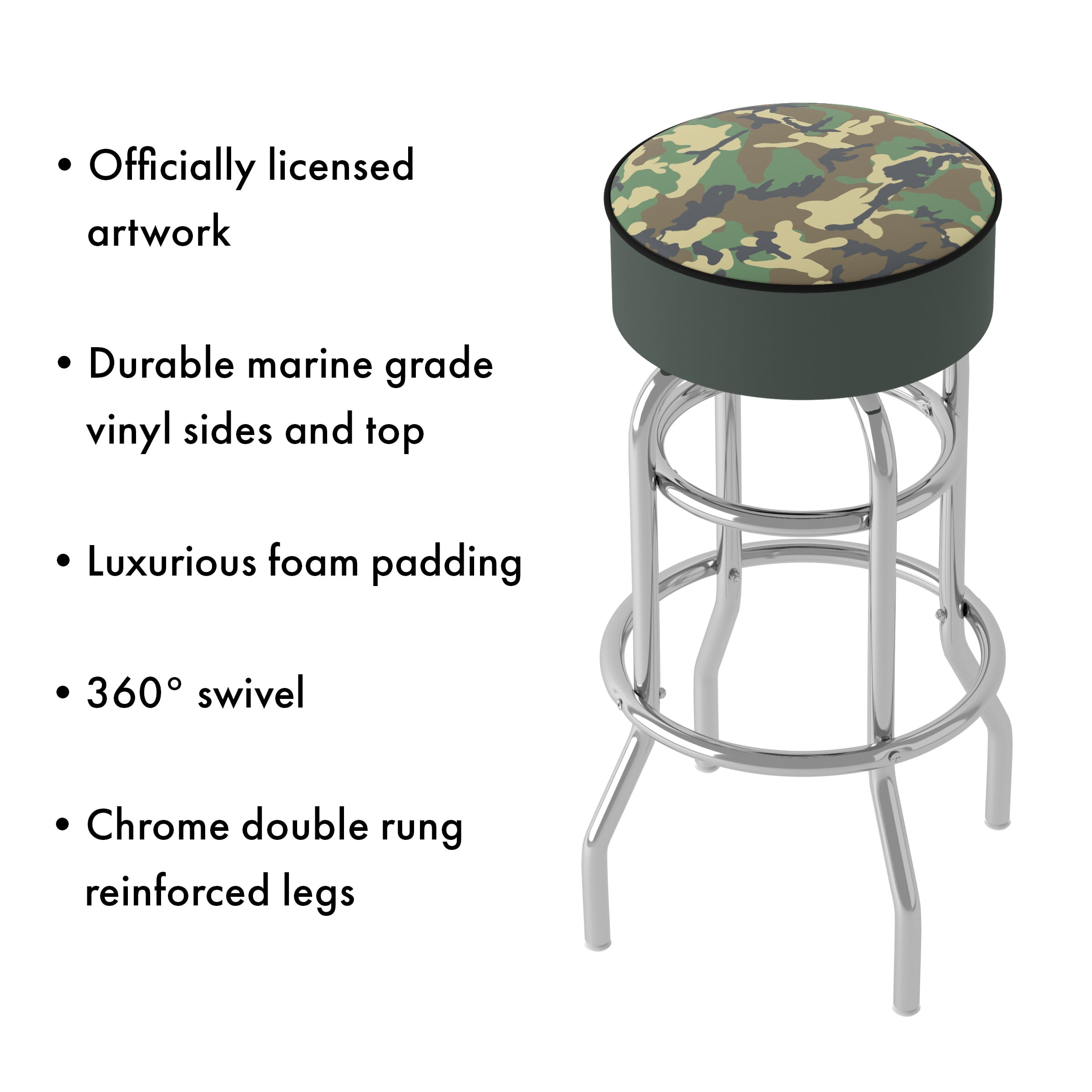 Trademark Gameroom Hunt Camo Bar Stool with Padded Seat
