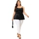 thumbnail image 3 of Women's Plus Size Cami Blouses Adjustable Strap Velvet Peplum Top Black 1X, 3 of 5