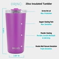 thumbnail image 6 of DRINCO 20 oz Stainless Steel Tumbler With Straw & Spill Poof Flip Lid, Vacuum Insulated Travel Mug, For Hot & Cold Drinks, Deep Purple, 6 of 6