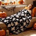 thumbnail image 2 of OutmaxHome Halloween Flannel Throw Blanket, 29.9X39.4 Inch Cute Holiday Theme Print Blanket, for Holiday Party, Livingroom, Bedroom, Sofa, Farmhouse, 2 of 6