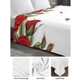 thumbnail image 6 of Red Roses Valentine's Day Queen Size Flat Sheet, Wrinkleproof & Fadeproof Cooling Flat Bed Sheet Only, Spring Floral Farmhouse Breathable Soft Bedding Top Sheets 90 x 102 Inches, 6 of 8