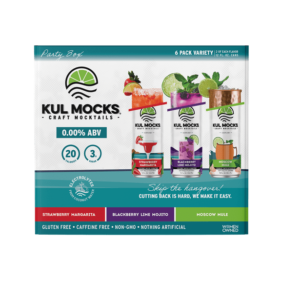 KUL MOCKS® Non-Alcoholic Cocktail Mixers, Variety Party Box, 0.00% ABV, Alcohol-Free Cocktail Mixer, Award Winning, 6 pack
