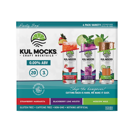 KUL MOCKS® Non-Alcoholic Cocktail Mixers, Variety Party Box, 0.00% ABV, Alcohol-Free Cocktail Mixer, Award Winning, 6 pack
