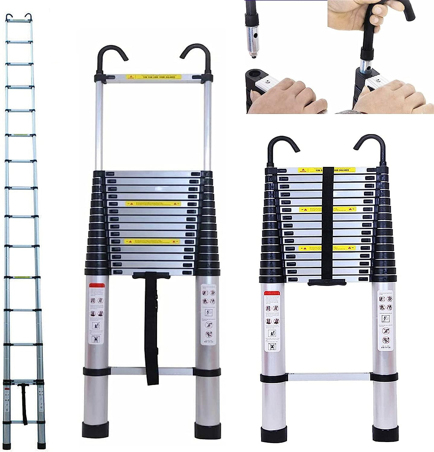 Telescoping Extension 20.34FT Extendable Ladder with Detachable Hook 6