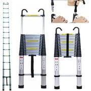 Telescoping Extension 20.34FT Extendable Ladder with Detachable Hook 6.2M Climb Compact Step Ladders Button Retraction 330 Pound Capacity with Spring Loaded Locking Folding Easy to Carry & Storage