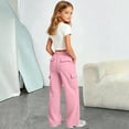 thumbnail image 6 of UDAUDU Girls Sweatpants Preppy Kids Cargo Pants Wide Leg Baggy Sweat Pants Teen Joggers School Athletic Casual Trousers with Pockets, 6 of 10