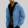 thumbnail image 4 of RYDCOT Mens Heavyweight Winter Hoodie Jacket Winter Work Jackets Full Zip Sherpa Fleece Fluffy Lined Big and Tall thermal Jackets for Men with Pockets Retro Streetwear Blue, 4 of 6