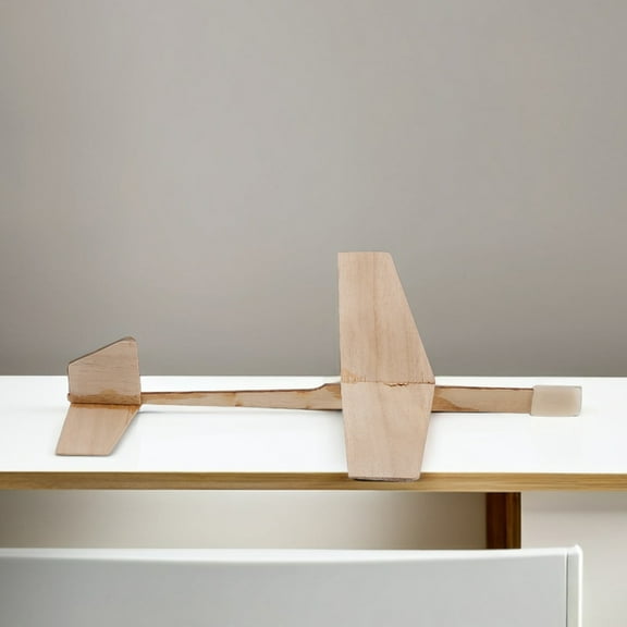 Tineasur Wooden Plane Toy Model Airplane Kit Educational Assembly Khaki Wood Size 12.5 x 12.5 x 5 cm for Kids