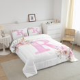 thumbnail image 3 of Erosebridal Pink Rose Bedding Twin Comforter Set, Initial R Letter Down Comforter, Cartoon Decor, Reversible 2 Pieces, 3 of 8