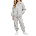 thumbnail image 2 of LvhaoGJOB Little Kids Boys Hoodie and Sweatpants Outfit Set, Gray - fleece fabric, 2 of 7