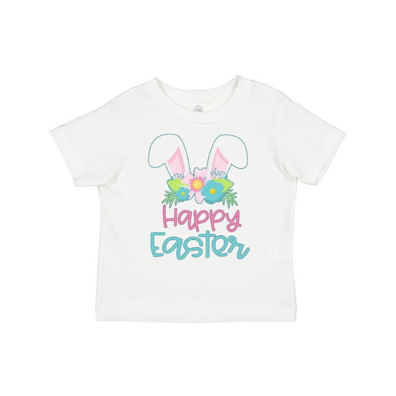 Inktastic Happy Easter with Bunny Ears and Flowers Boys or Girls Toddler T-Shirt