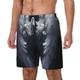 thumbnail image 2 of Uemuo Elegant Feathered Floral Wings Pattern Mens Swim Trunks Quick Dry Board Shorts with Mesh Lining, Stretch Beach Shorts Quick Dry No-Chafing Board Shorts-Large, 2 of 9
