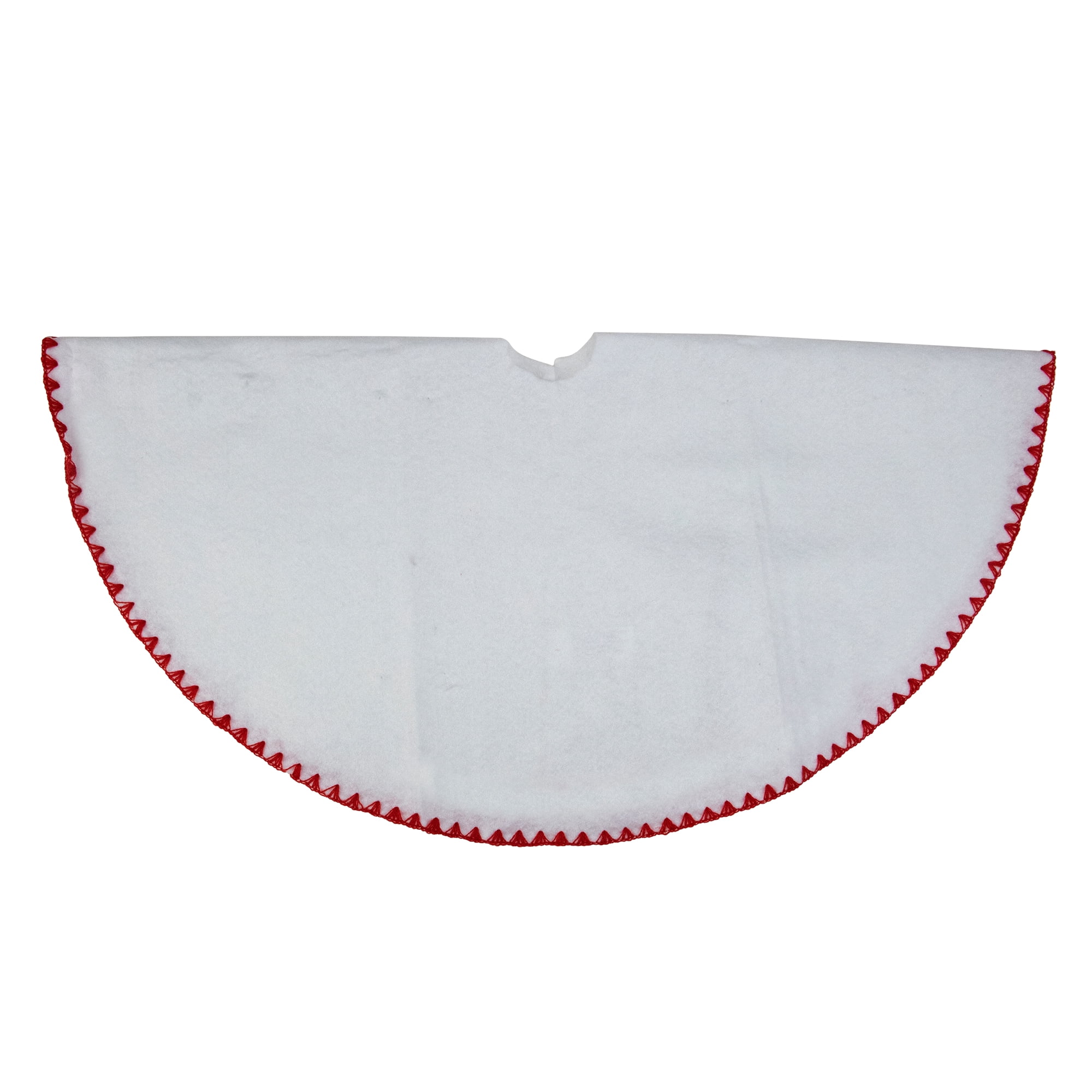 26" Christmas Traditions Winter White with Red Shell Stitching Mini Christmas Tree Skirt