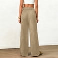 thumbnail image 4 of Women's Wide Leg Pants Faux Suede High Waist Barrel Palazzo Pants Casual Waistband Drawstring Comfy Baggy Trousers Khaki, 4 of 8