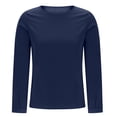 thumbnail image 5 of Olyvenn Fashion Fall Women Tops Puff Long Sleeve Chiffon Work Blouses Dressy Casual Crewneck Flowy Shirts Tees Tunics Blue M, 5 of 7