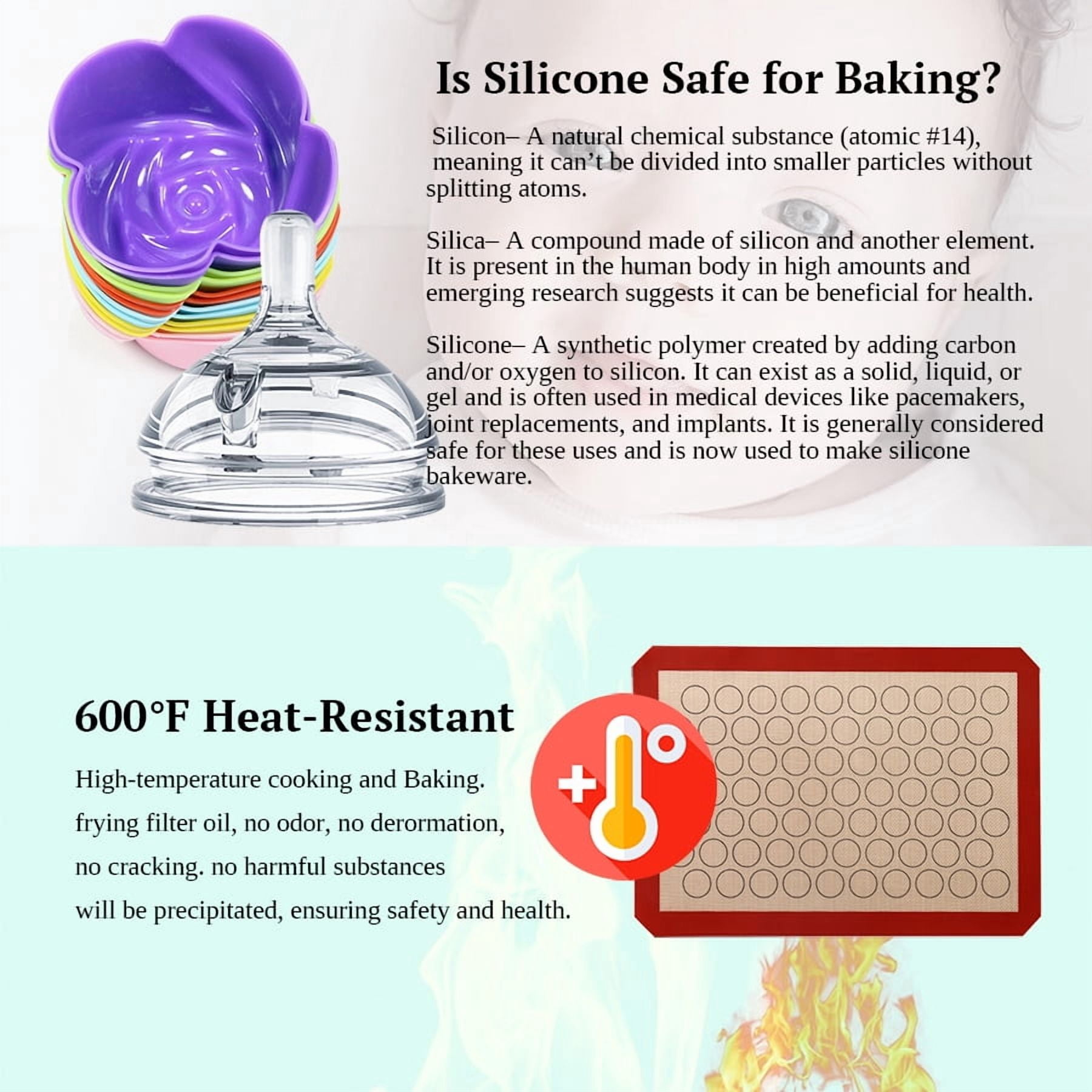 Large Silicone Baking Mat with Measurements, Non-Stick Reusable Pastry Rolling Sheet for Macarons, Cookies, and Dough, Heat Resistant Oven Liner, 2-Pack