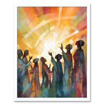 Group Singing Hymns at Sunrise Abstract Female Gospel Choir Modern Watercolour Painting Art Print Framed Poster Wall Decor 12x16 inch
