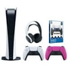 Sony Playstation 5 Digital Edition Console with Extra Pink Controller, White PULSE 3D Headset and Surge FPS Grip Kit With Precision Aiming Rings Bundle