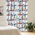 thumbnail image 2 of Ambesonne Emoji Curtains, Jawsome Sayings Diver Faces, Pair of 28"x95", Sea Blue Mustard White, 2 of 5