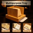 thumbnail image 3 of Bamboo Bread Slicer Guide Cutter For Slicing Homemade Bread, Bagels, Sourdough Loaves - Folable & Compact, Adjustable Width & Thickness, Crumb Tray, Kitchen Gadget & Gifts, 3 of 6