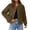 Green, variant on Women's Cropped Faux Suede Bomber Jacket Stand Collar Casual Short Moto Style Coat​ Lightweight Trendy​, Green