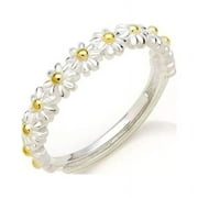 WAITLOVER 1PCS Sterling Silver Stacking Small Flowers Daisy Ring Open NEW Adjustable W7L5