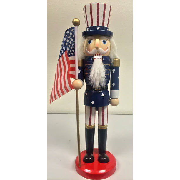 Patriotic Uncle Sam with USA American Flag Wooden Christmas Nutcracker ...