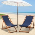 thumbnail image 2 of CL.HPAHKL Set of 2 Outdoor Beach Sling Chairs, Folding Patio Chair Adjustable Height, Portable Reclining Beach Chair for Beach Pool Side Balcony and Yard, Blue, 2 of 7