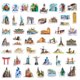 thumbnail image 3 of Pegatinas de ciudad, paquete de 200 pegatinas de punto de referencia para botella de agua, portátil, guitarra, monopatín, coche, bicicleta, motocicleta, maleta, equipaje para adultos, adolescentes, pegatinas y calcomanías de atracciones Rojo Verde, 3 of 5