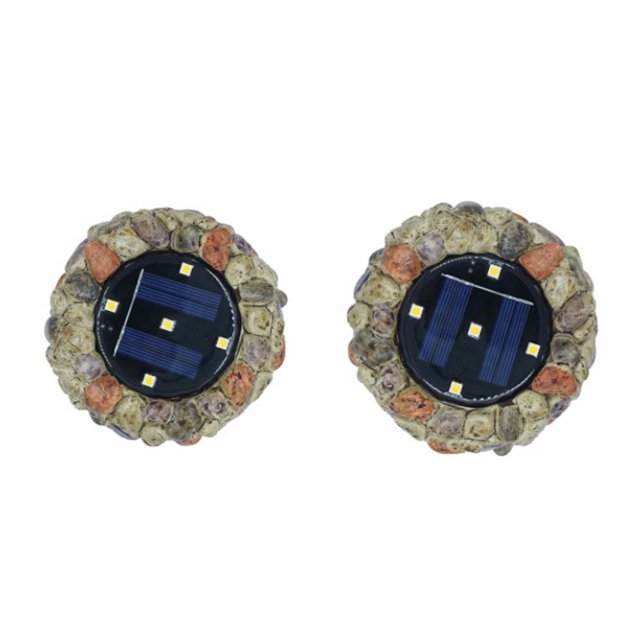 2 piezas de luces solares empotradas luces de piedra 5 luces LED de resina empotradas en el suelo patio al aire libre luces de césped enterradas al aire libre luces de piedra de simulación Sailing Electrónica