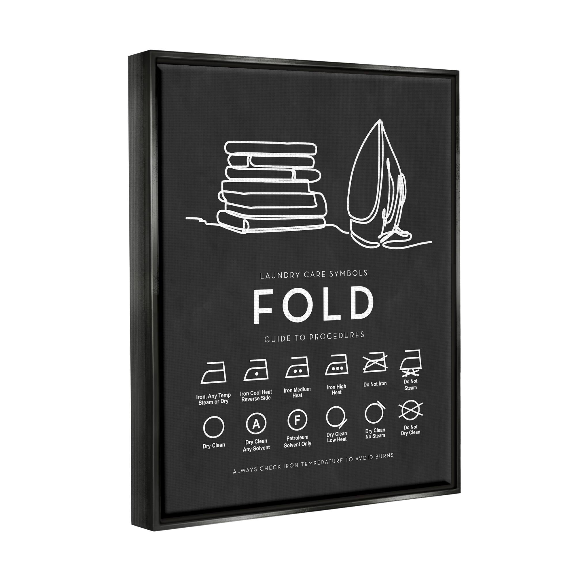 Stupell Industries Laundry Diagram Symbols Chart Ironing Folding Guide Graphic Art Jet Black Floating Framed Canvas Print Wall Art, Design by Lettered and Lined
