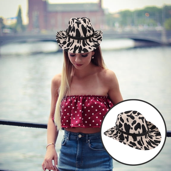 HOMOBABE Decorated Cowgirl Hat Western Style Polyester Beige .8X12.0X6.7In 1Pack for Women